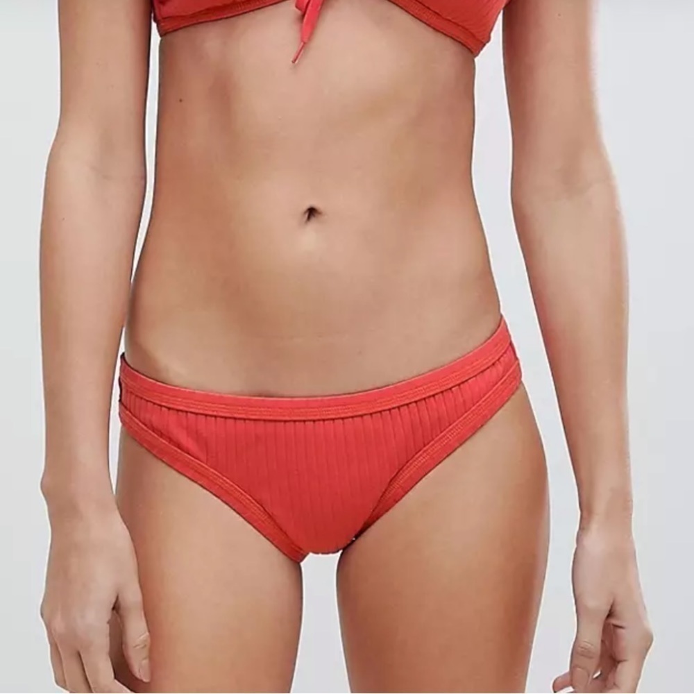 NWT Seafolly Inka Ribbed Hipster Bikini Bottoms in Spice Orange